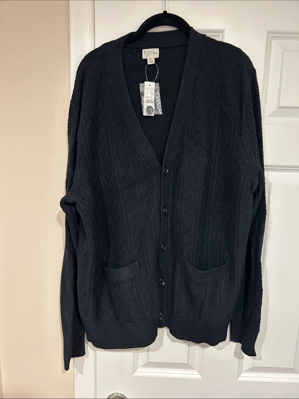 Men’s J Crew Black Cable-Knit Button Cardigan Sweater